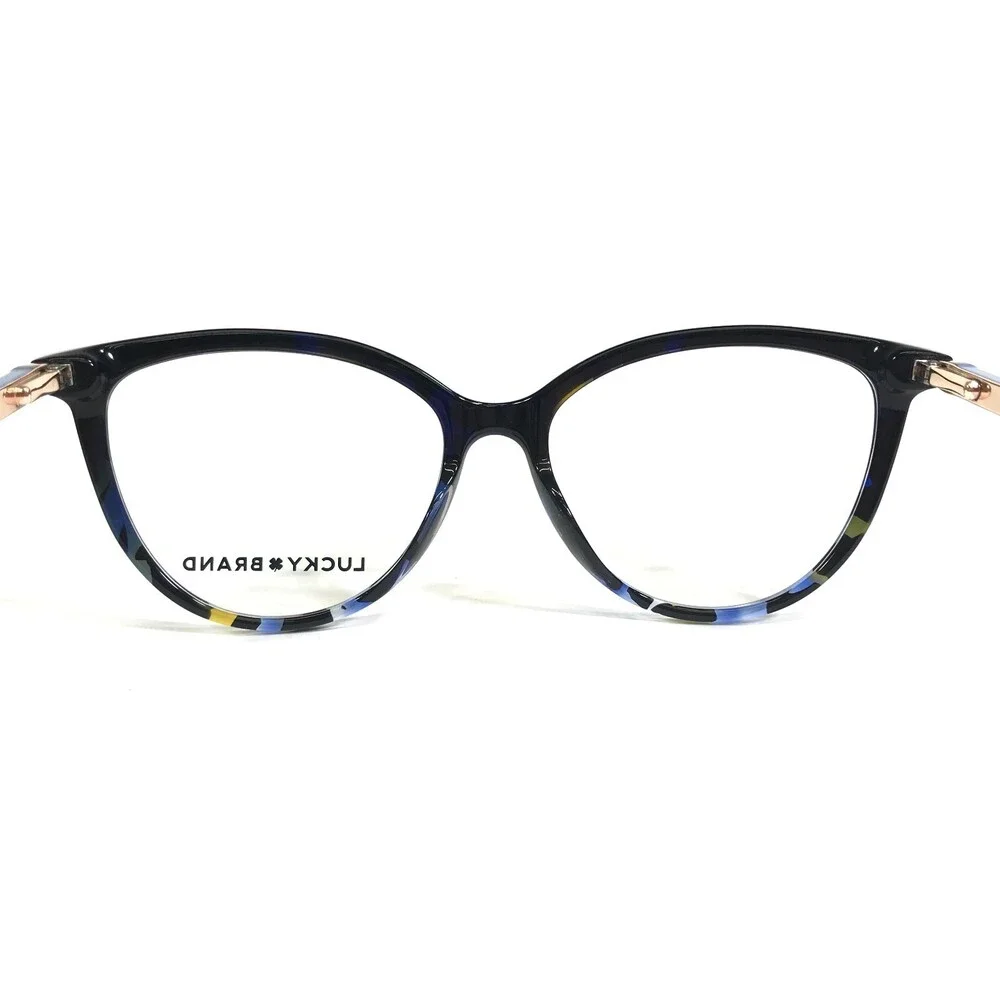 Lucky Brand Eyeglasses Frames D226 BLUE Gold Brown Tortoise Cat Eye 52-16-135